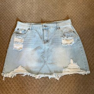 Umgee Distressed Women’s Jean Skirt